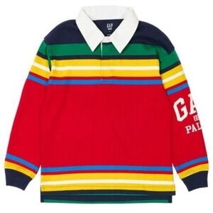 Gap x Palace Kids Rugby Multicolor Striped Long Sleeve Polo Red Navy M, NWT